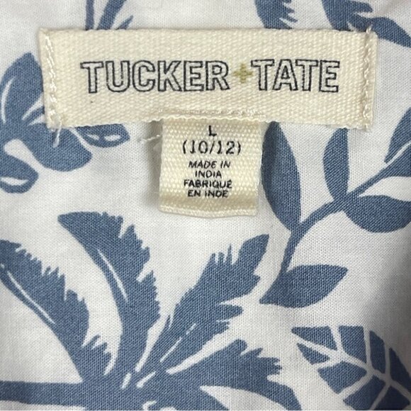Tucker + Tate Short Sleeve Button Down Shirt blue white floral size large 10/12 - Picture 8 of 10